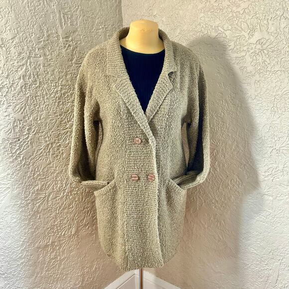 Vintage Monto Par Le Chois Bouclé Knit Cardigan Chunky Knit Puff Sleeve Coat Med - Picture 9 of 16